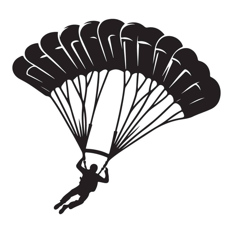 Silhouette Skydiving Illustration Graphic Design Element vector
