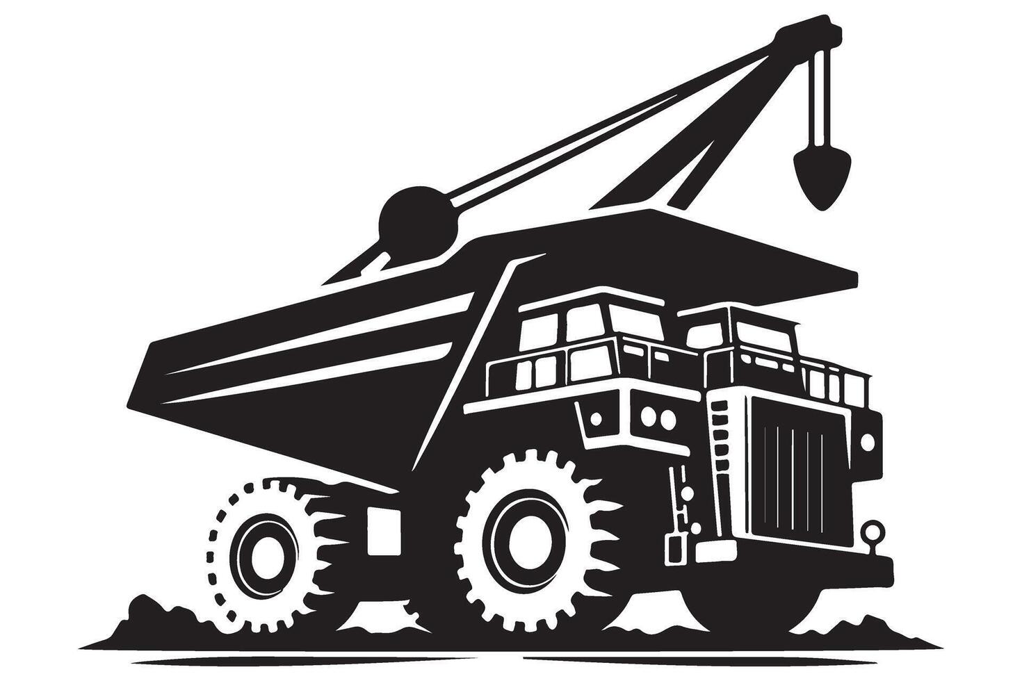 Silhouette of Heavy Mining Truck Heavy Machinery Illustration vector