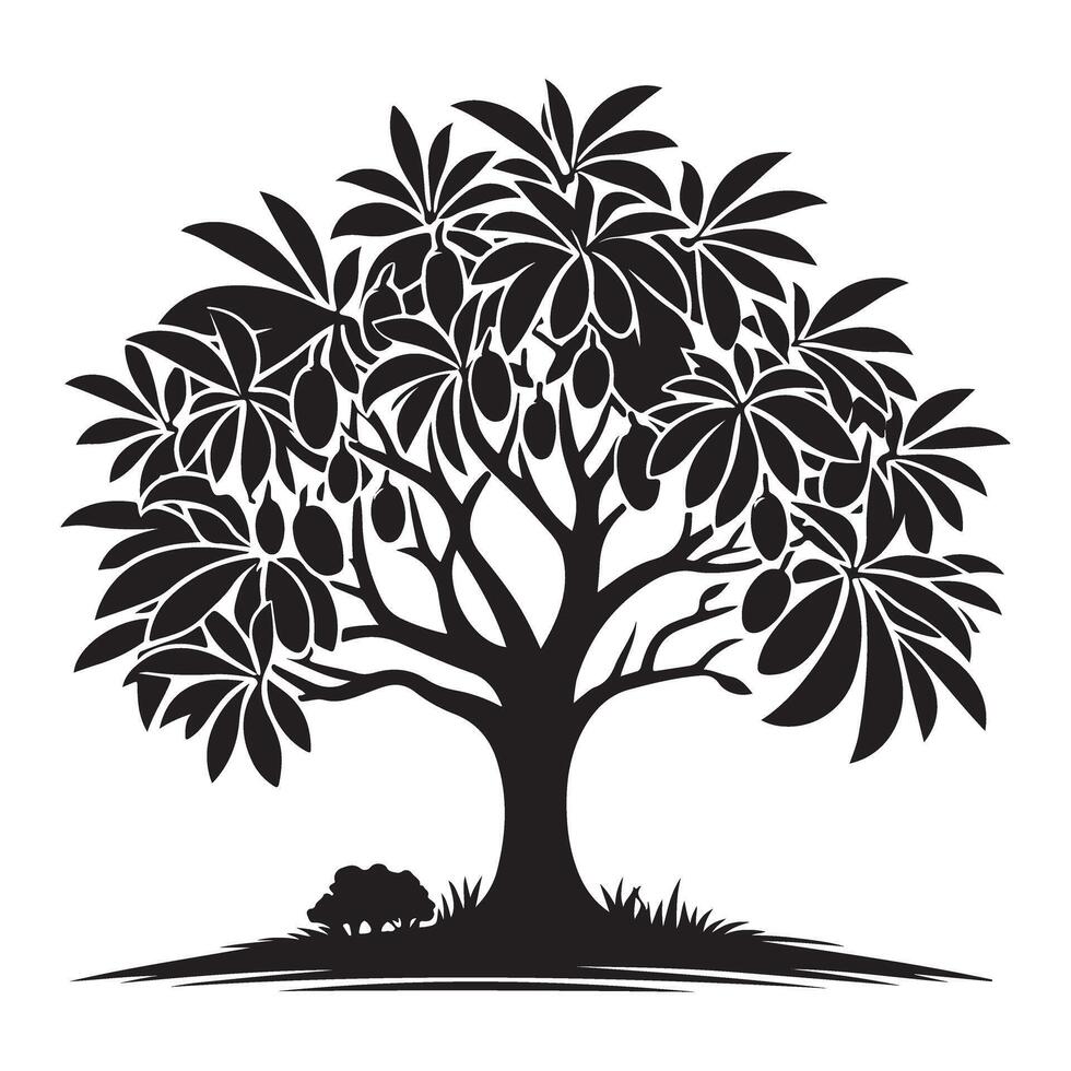 Fruit Tree Silhouette Illustration Abundant Harvest Symbol for Graphic Projects vector