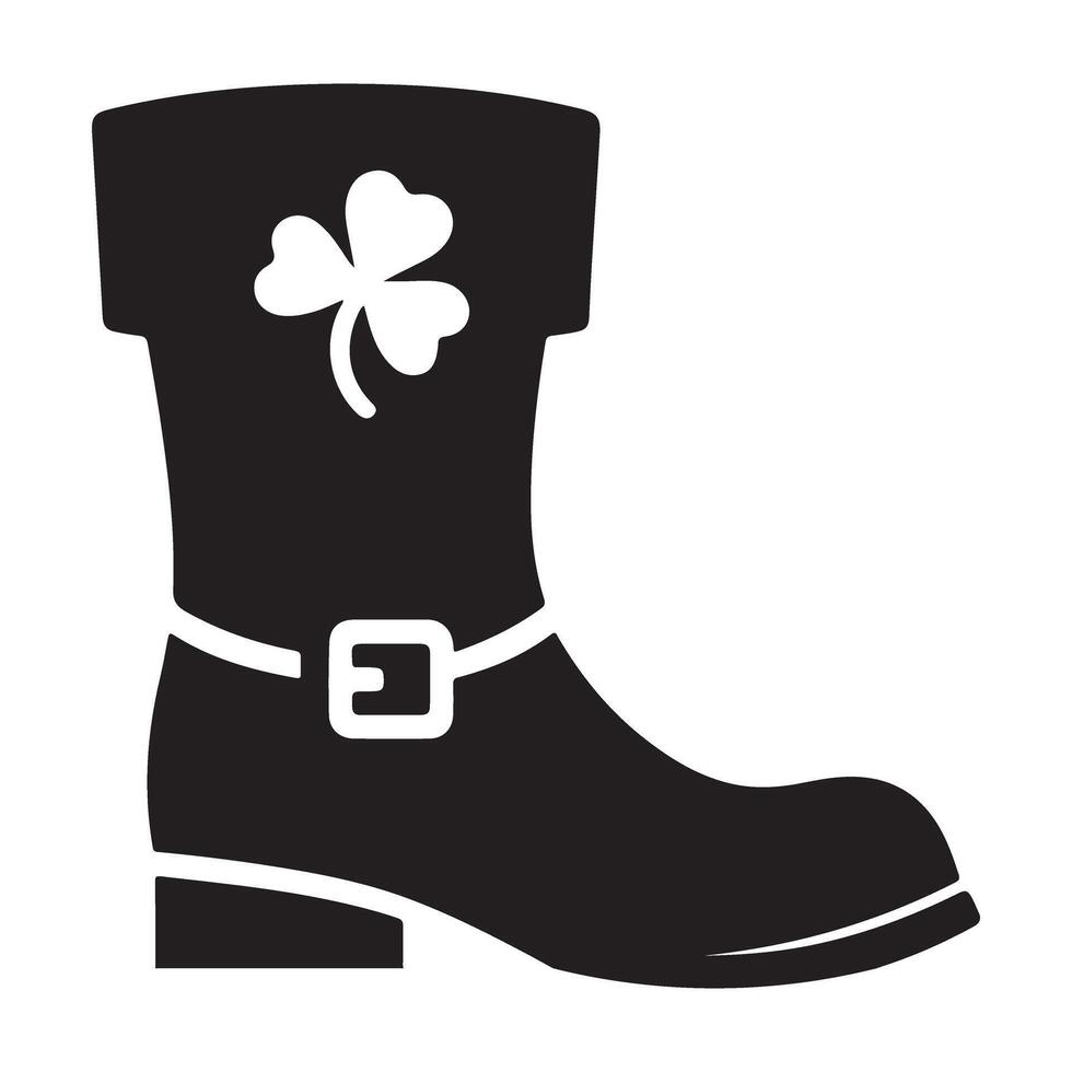 St Patrick's Day Boot Shamrock Silhouette Design Graphic vector