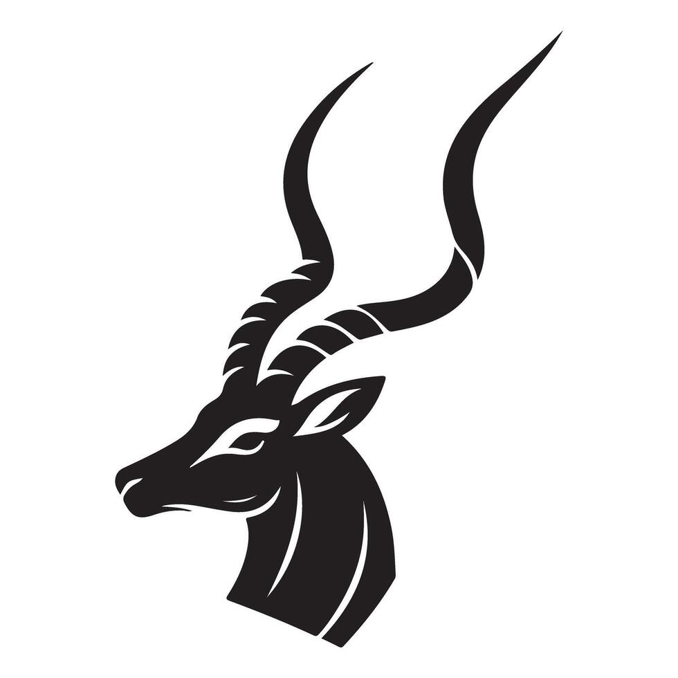 Kudu Head Silhouette Elegant Illustration Design Resource vector