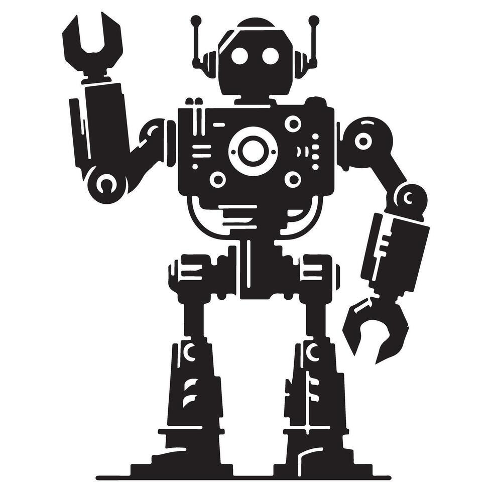 Intricate Robot Silhouette Graphic A Symbol of Technology and Innovation vector