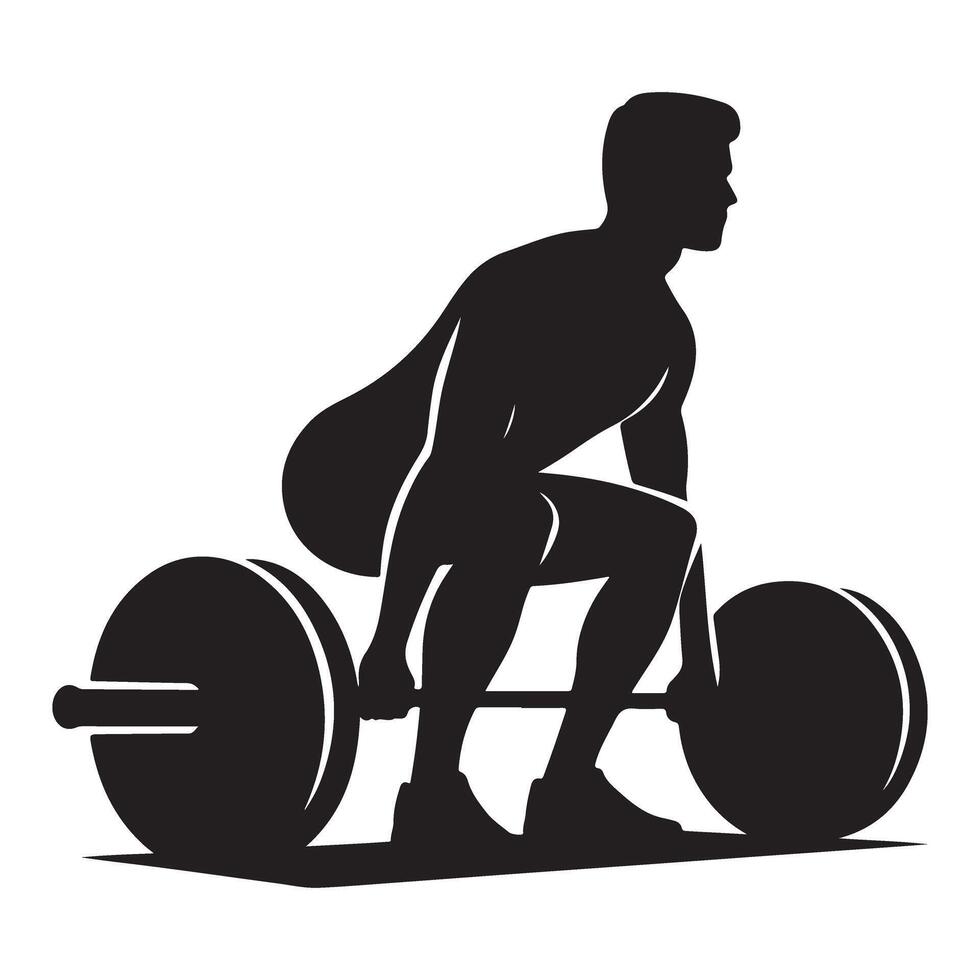 Weightlifter Silhouette Doing Deadlift Exercise Strength Training Graphic vector