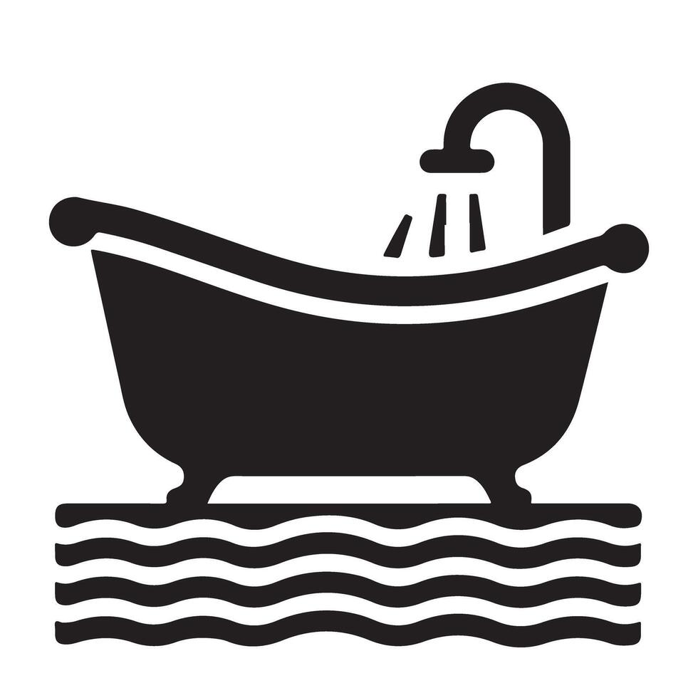 Vintage Bathtub Silhouette Graphic Relaxing Bubble Bath Time vector