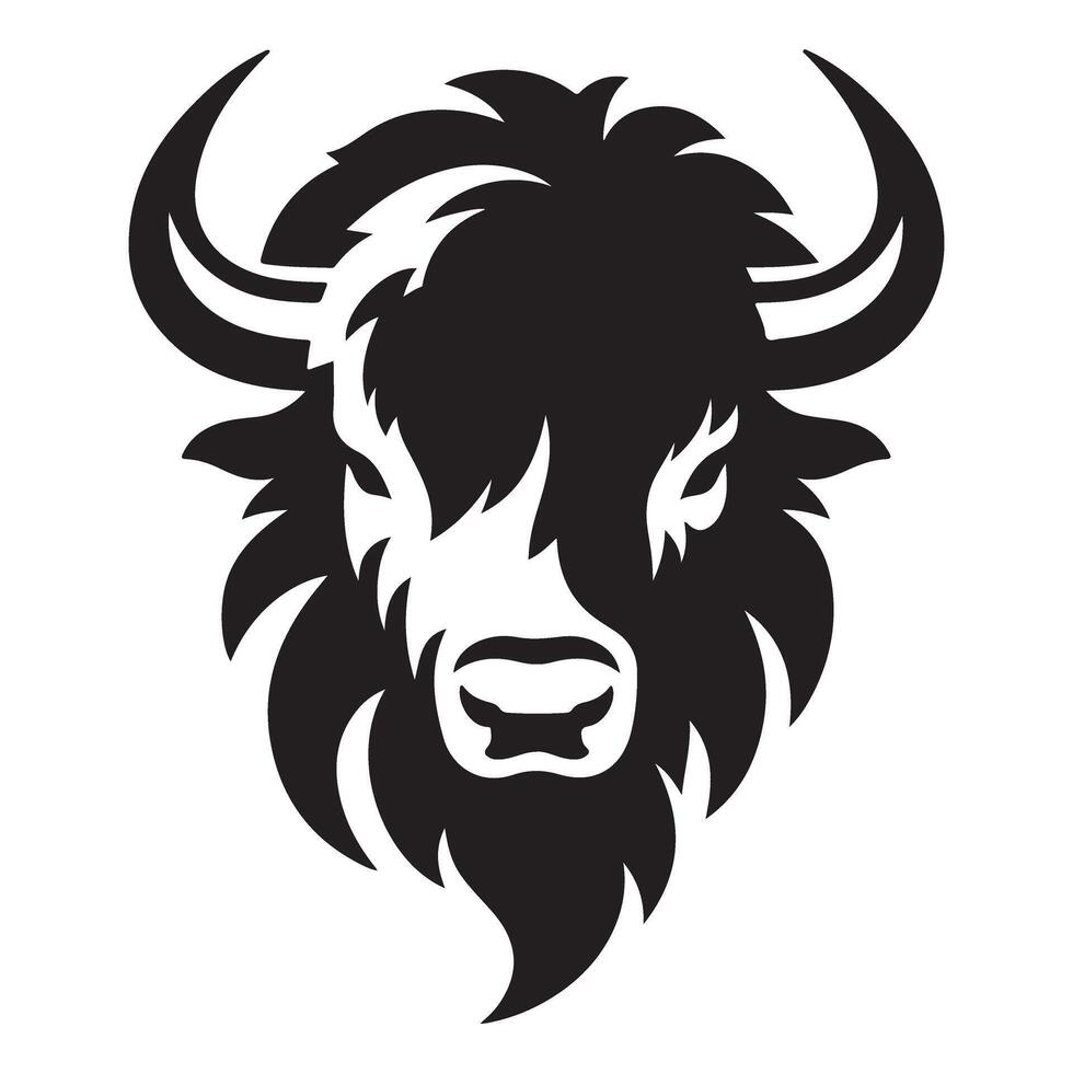 Majestic Bison Head Art Powerful Animal Symbol Illustration vector