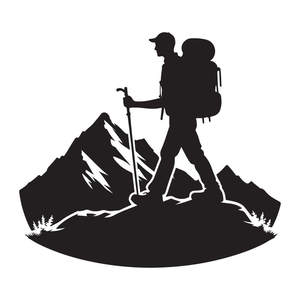 Silhouette Hiking Adventure Illustration Design for Outdoor Enthusiasts vector