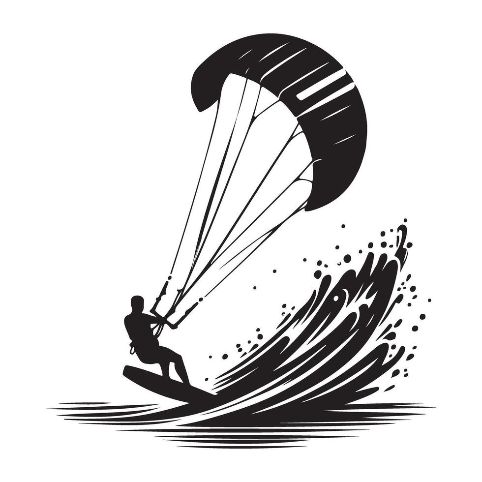 Kitesurfing extreme water sport adventure for adrenaline seekers illustration vector
