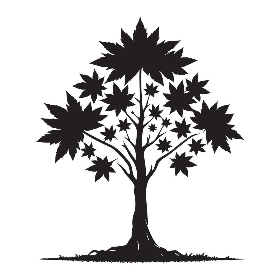 Maple Leaf Tree Silhouette Design Element for Nature Concepts vector
