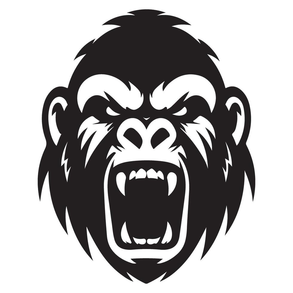 Furious Gorilla Head Illustration A Symbol of Raw Power Silhouette vector