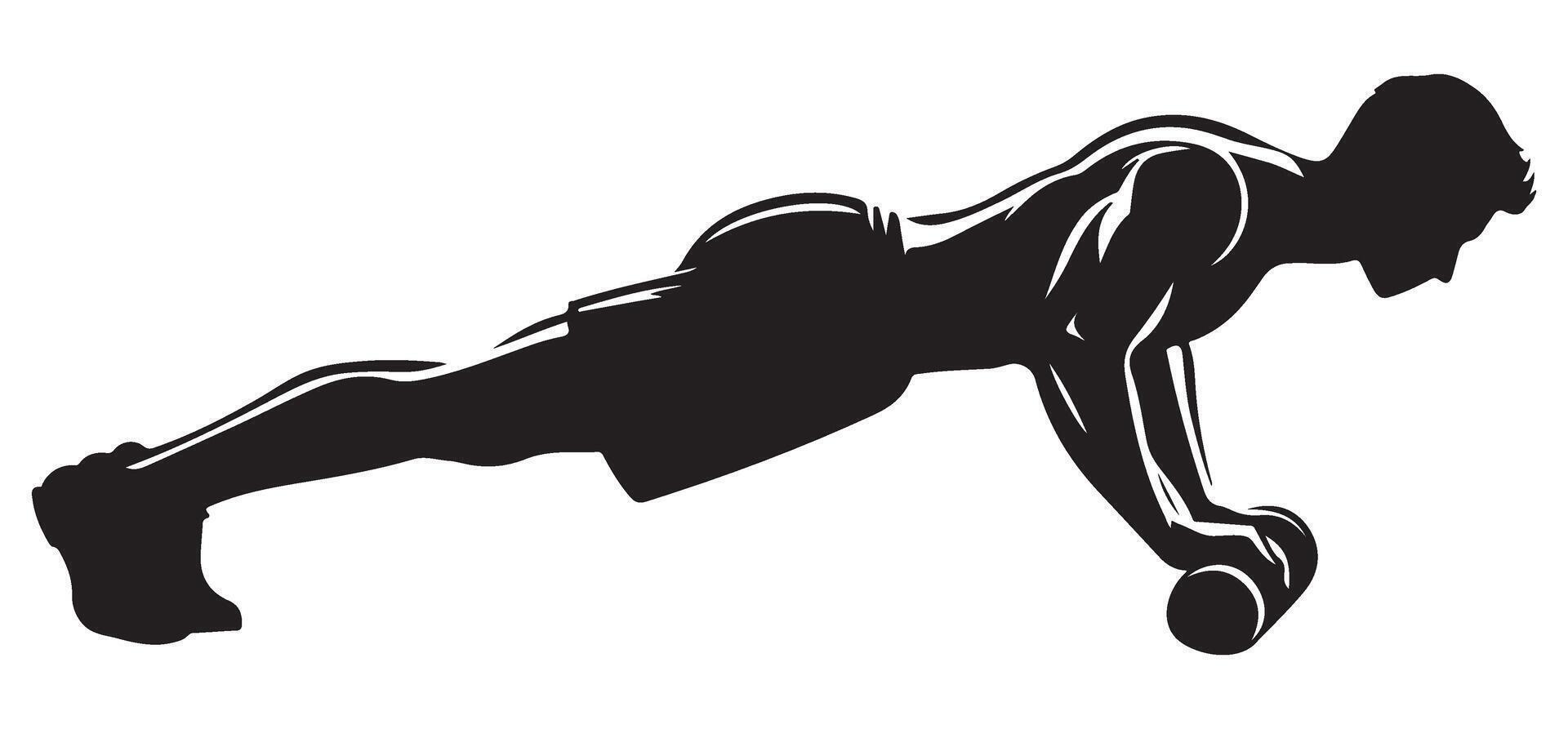 Silhouette man doing pushups on dumbbell illustration art vector