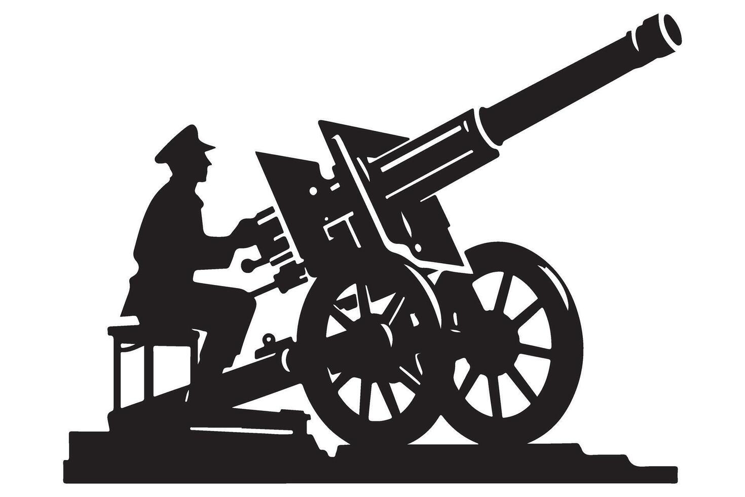 Artillery Gun Silhouette Illustration Great For Historical Military Concepts vector
