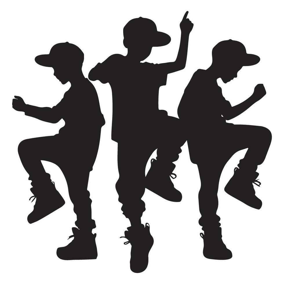 Dynamic Hip Hop Dance Silhouette Illustration Expressing Youthful Energy vector