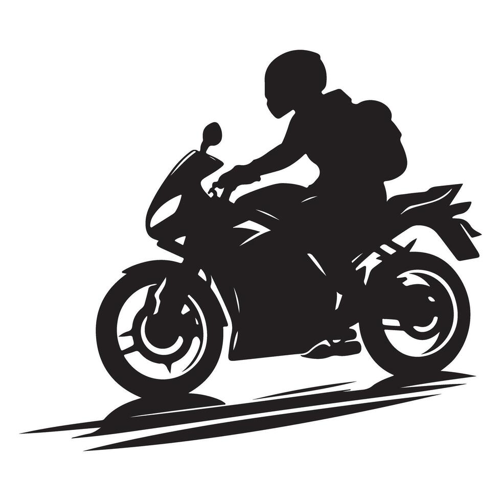 Motorcycle Rider Silhouette on Sport Bike Adventure Transportation vector