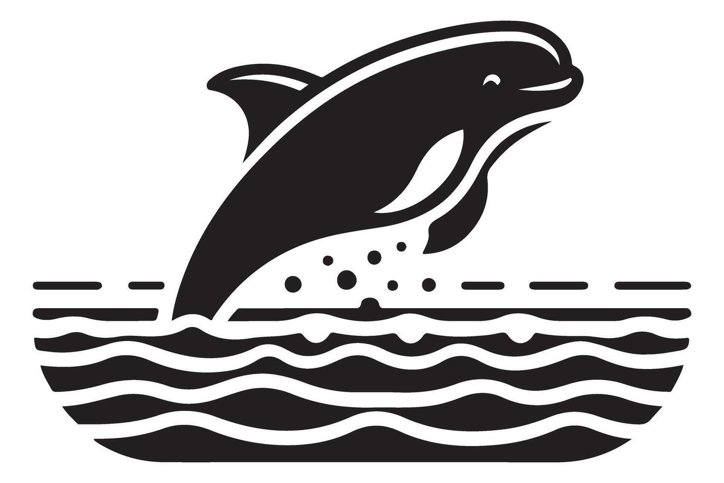 Silhouette Dolphin Leaping Cheerfully Out of the Water Illustration Design vector