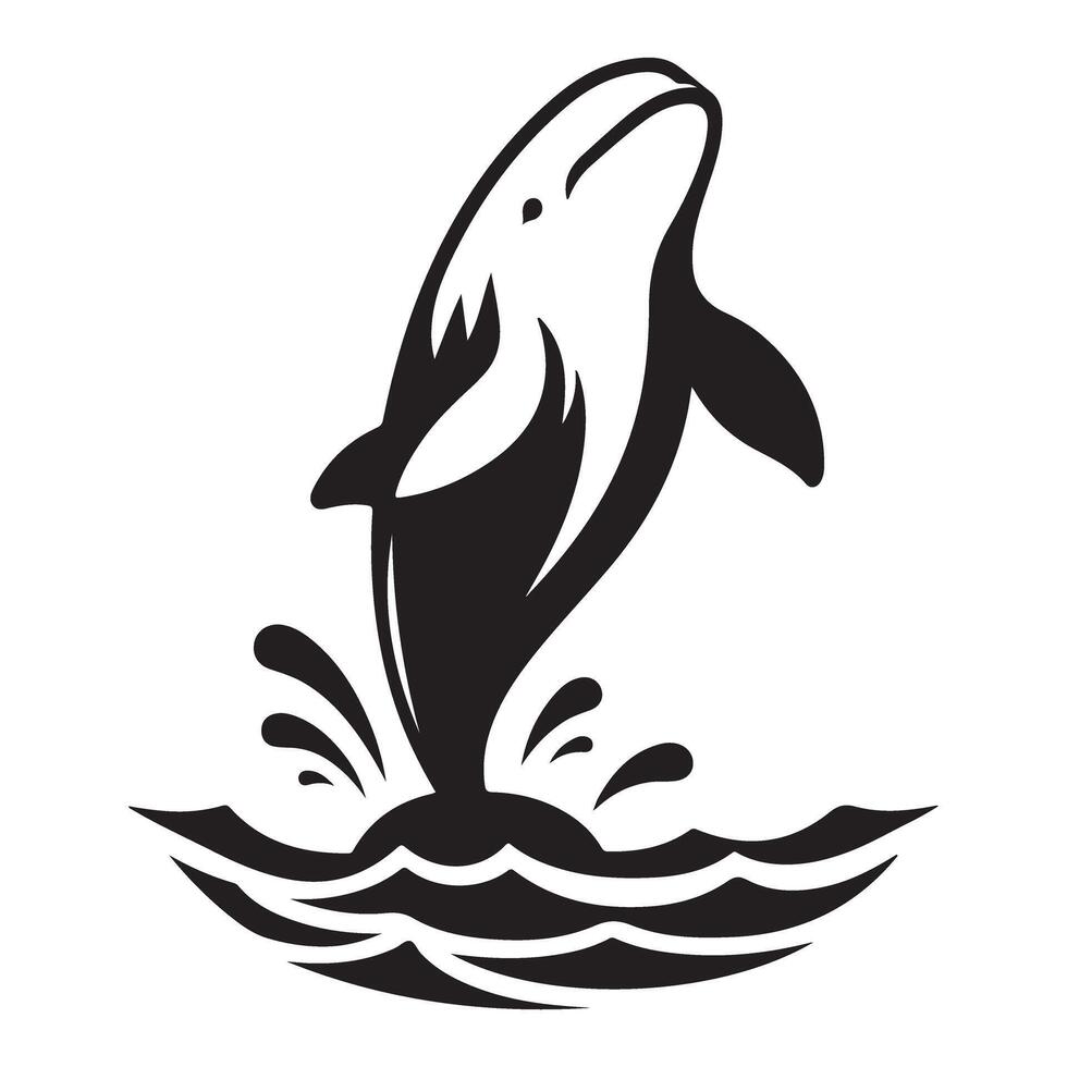 Dolphin Leaping Out of Water an Energetic Aquatic Illustration vector