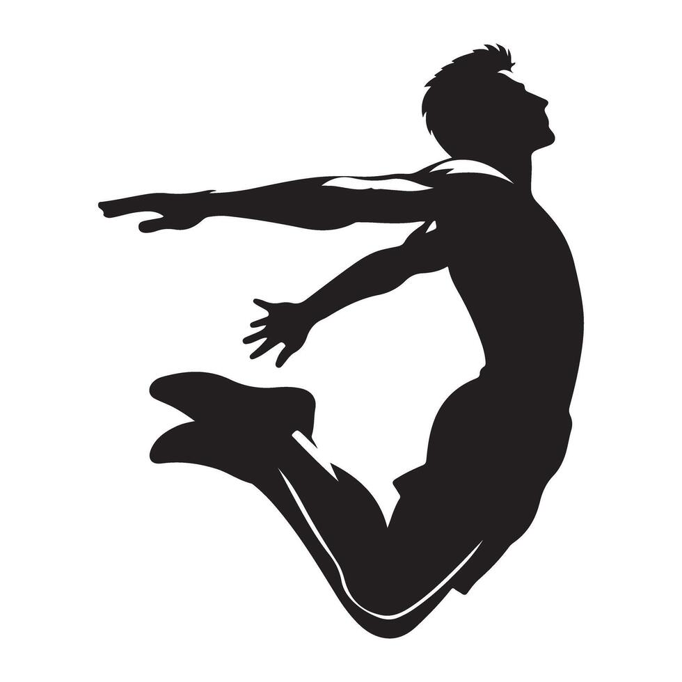 Silhouette illustration of person jumping for joy happiness success design vector