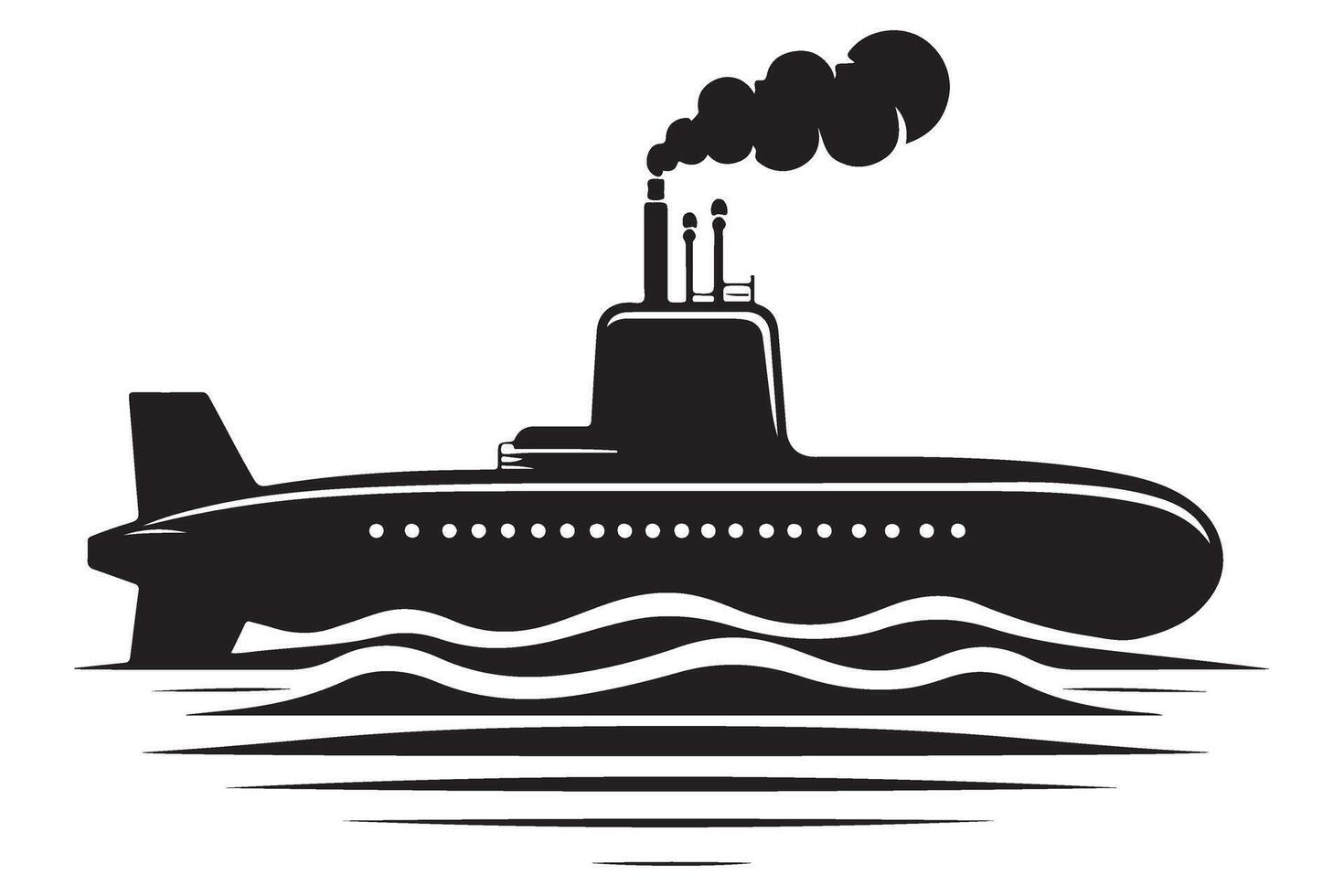 Classic Submarine Silhouette Illustration Naval Vessel Underwater Exploration vector