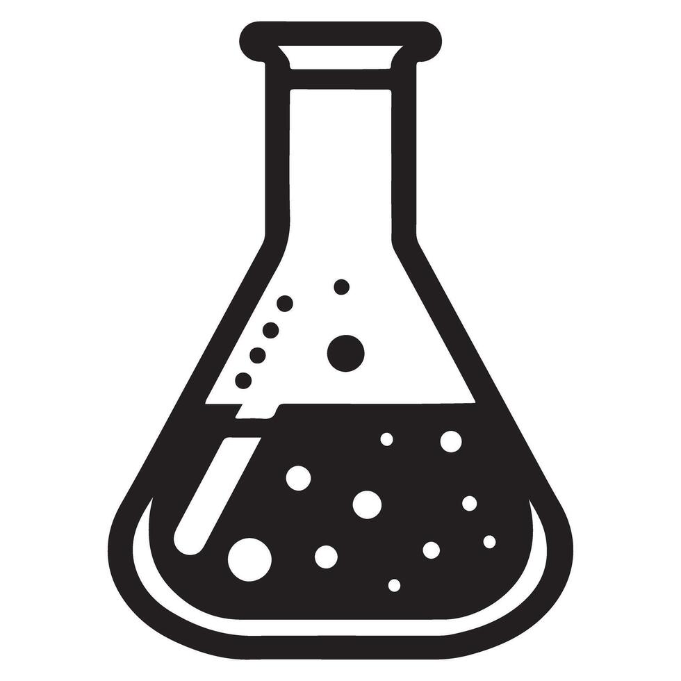 Laboratory flask with liquid silhouette science experiment chemistry vector