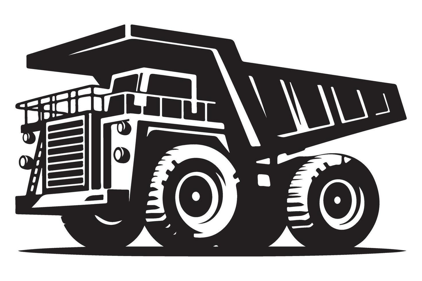 Heavy duty dump truck illustration graphic for construction vector
