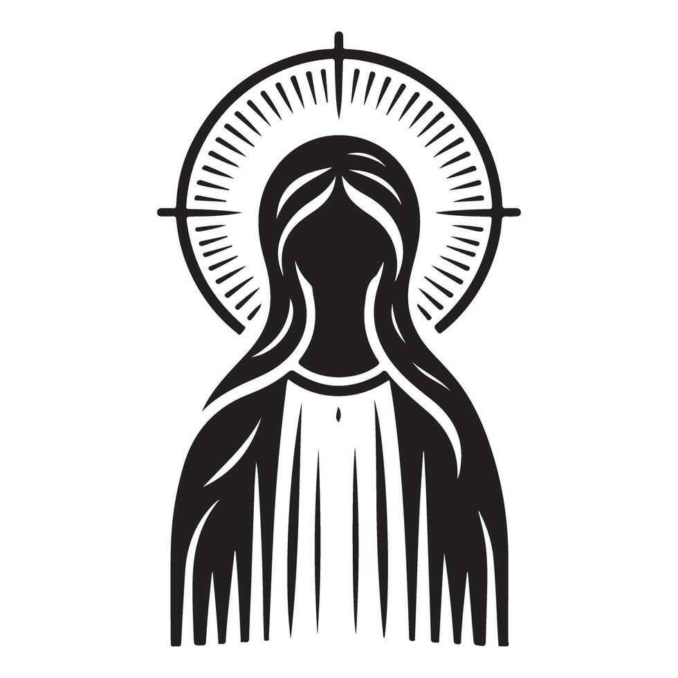 Elegant Virgin Mary Silhouette Illustration of Faith and Grace vector