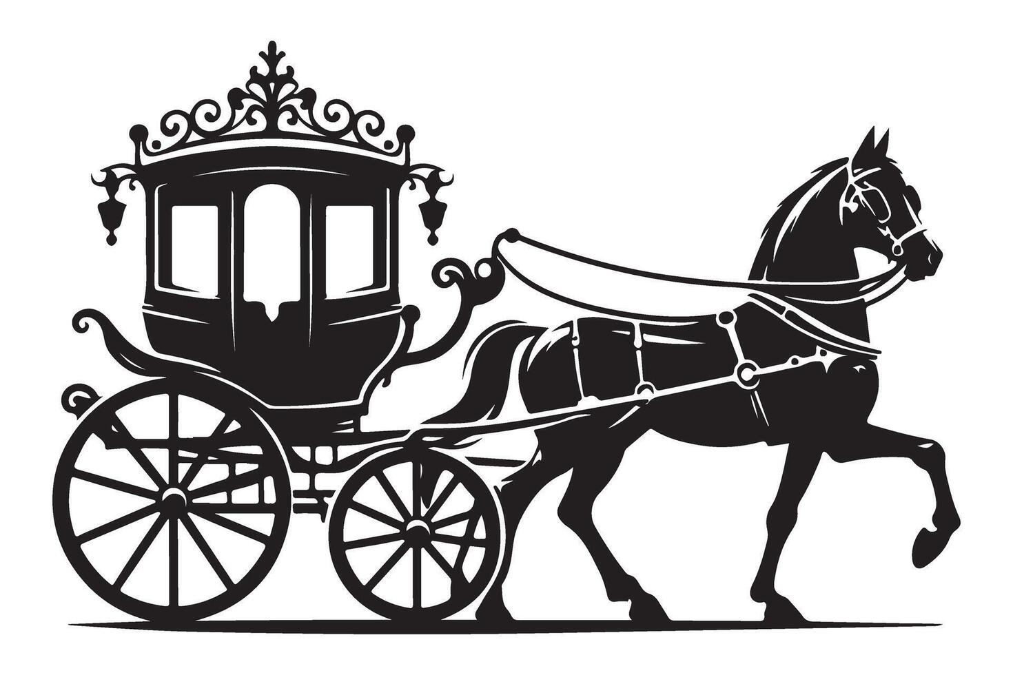 Elegant Horse Drawn Carriage Art of Timeless Transportation vector