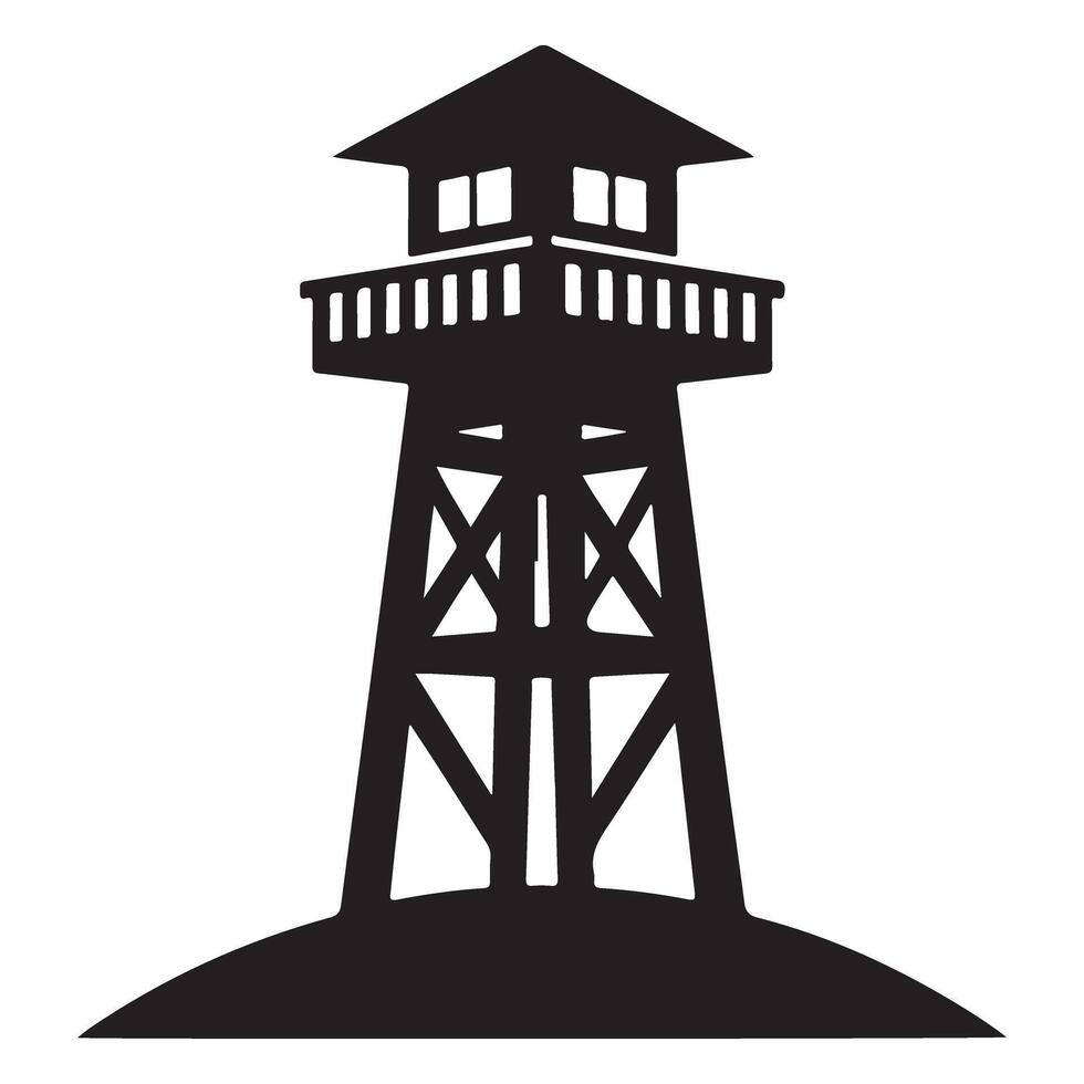 Watchtower Silhouette Illustration Ideal for Security Concept Artwork Design vector