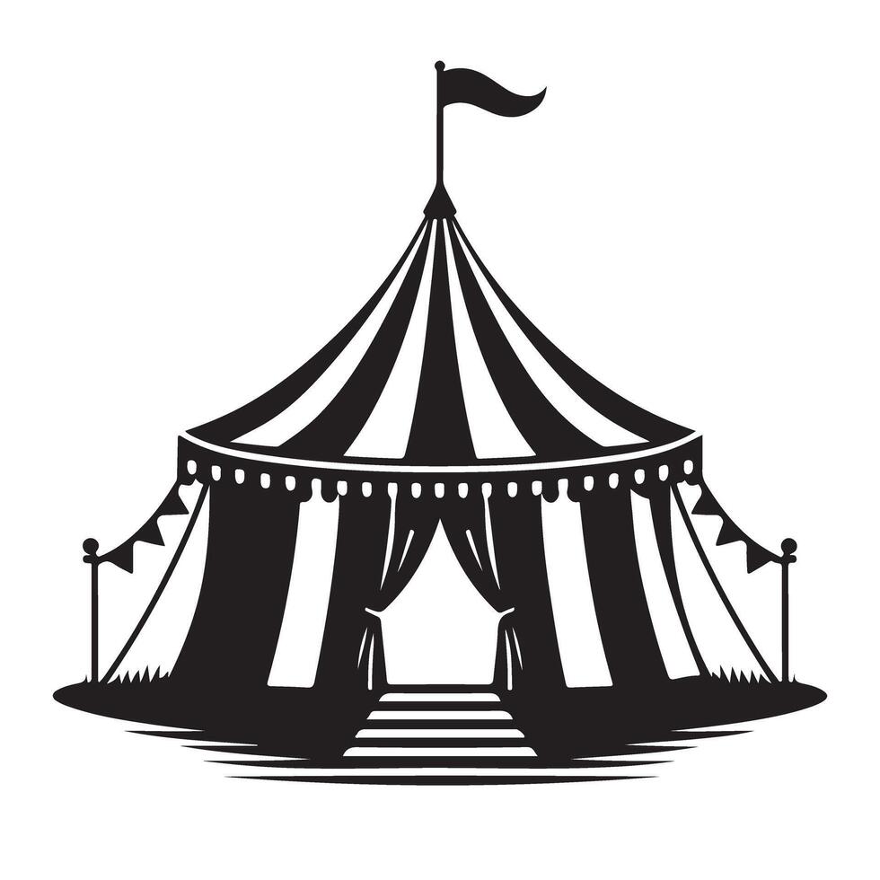 Striking Circus Tent Silhouette Classic Entertainment Icon vector