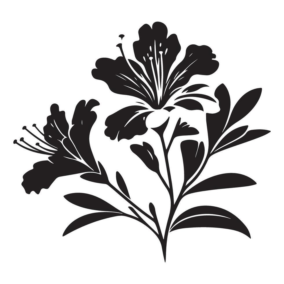 Elegant Azalea Flower Silhouette Illustration for Botanical Designs vector