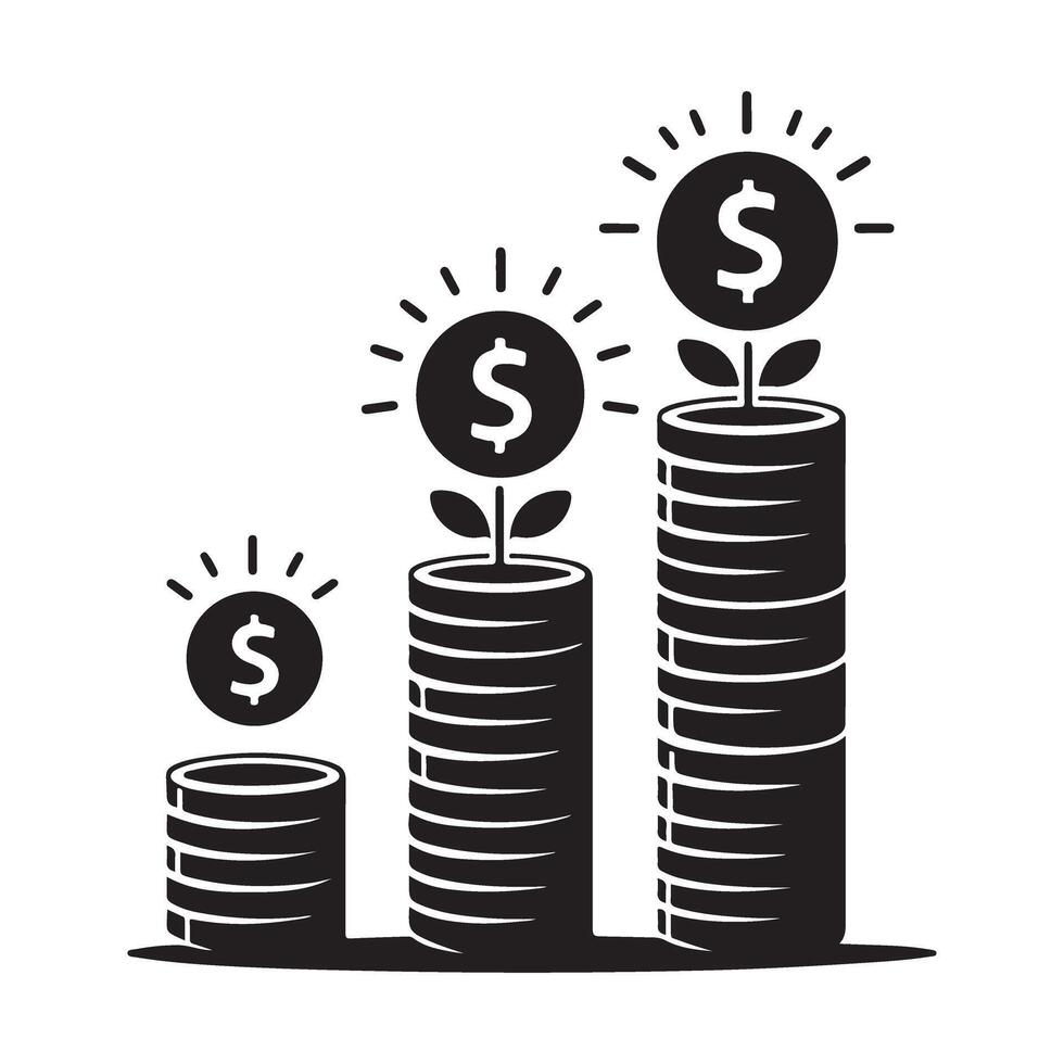 Financial Growth Stacked Coins with Dollar Sign Illustration vector