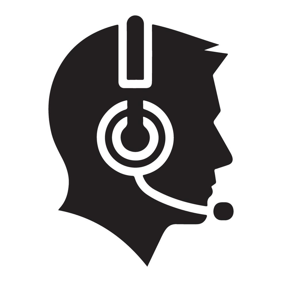 Customer Support Silhouette Icon Illustration with Headset vector