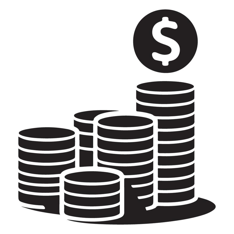 Financial growth strategies with stack of money coin icon vector