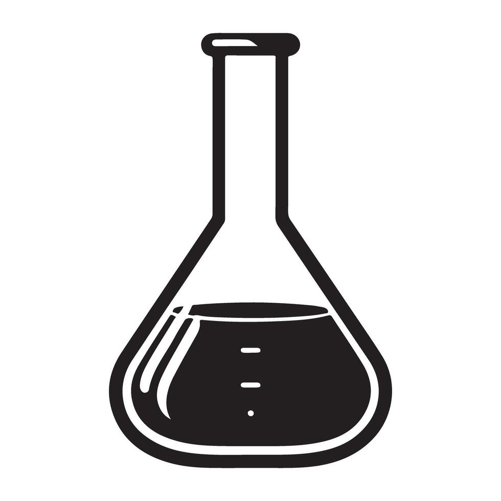 Laboratory Erlenmeyer Flask Silhouette Illustration Chemical Science vector