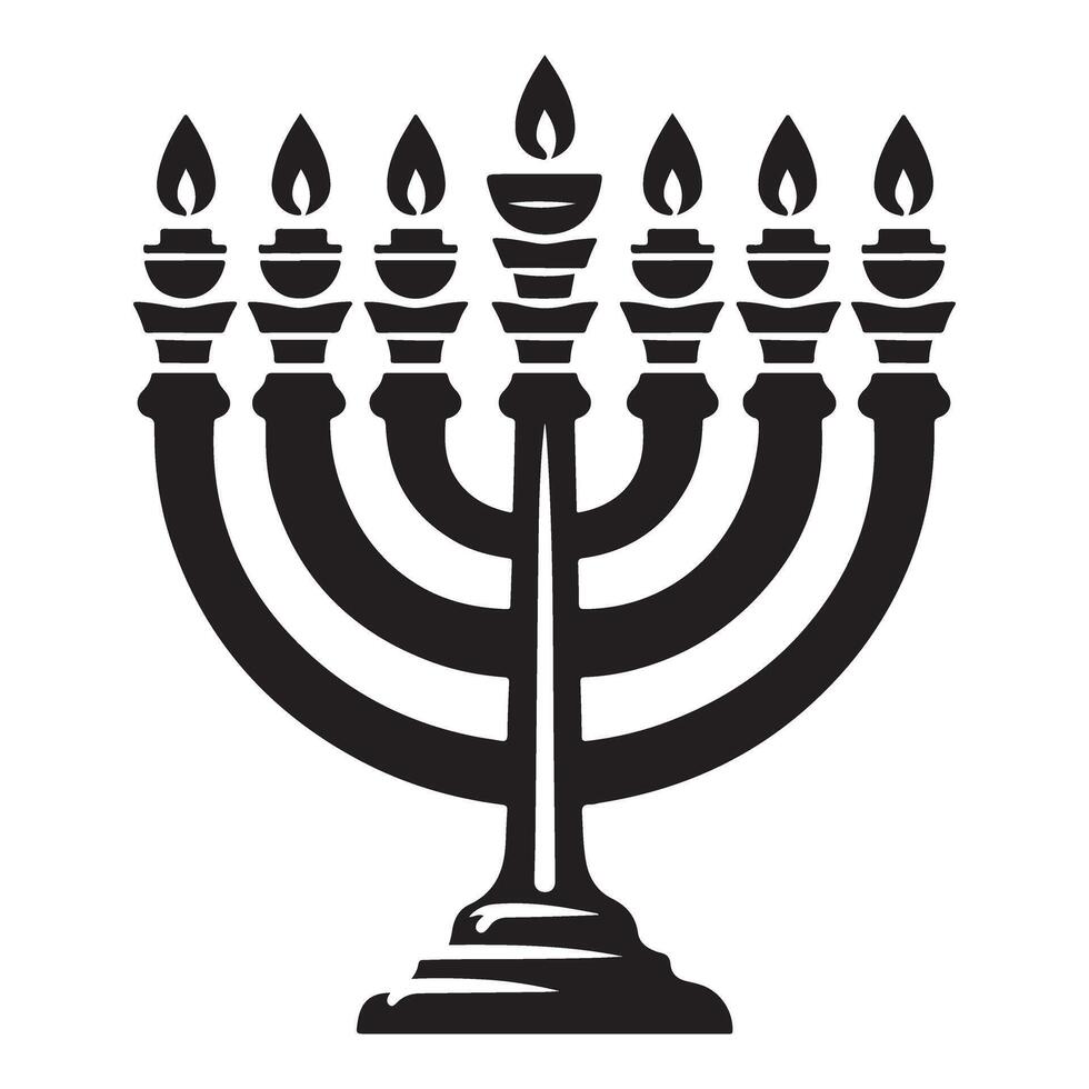 Hanukkah Menorah Silhouette Illustration Jewish Holiday Symbolism vector