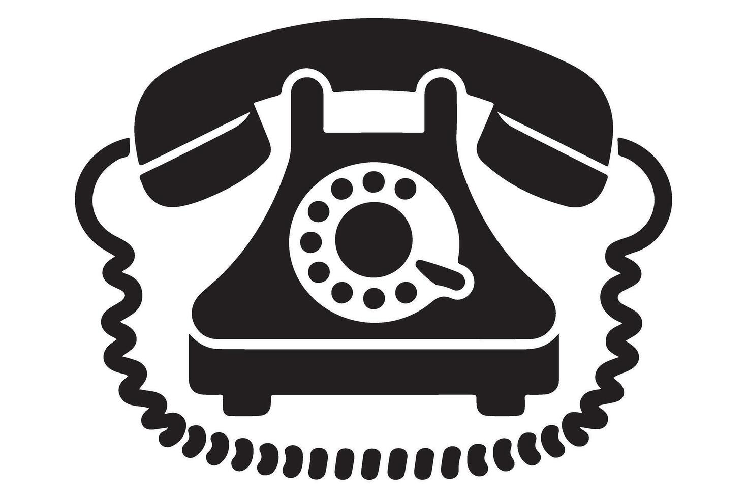 Silhouette Classic Rotary Telephone Nostalgic Communication Technology Illustration vector