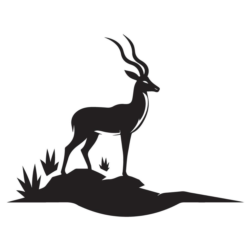 Silhouette Impala Illustration African Wildlife Design Template vector