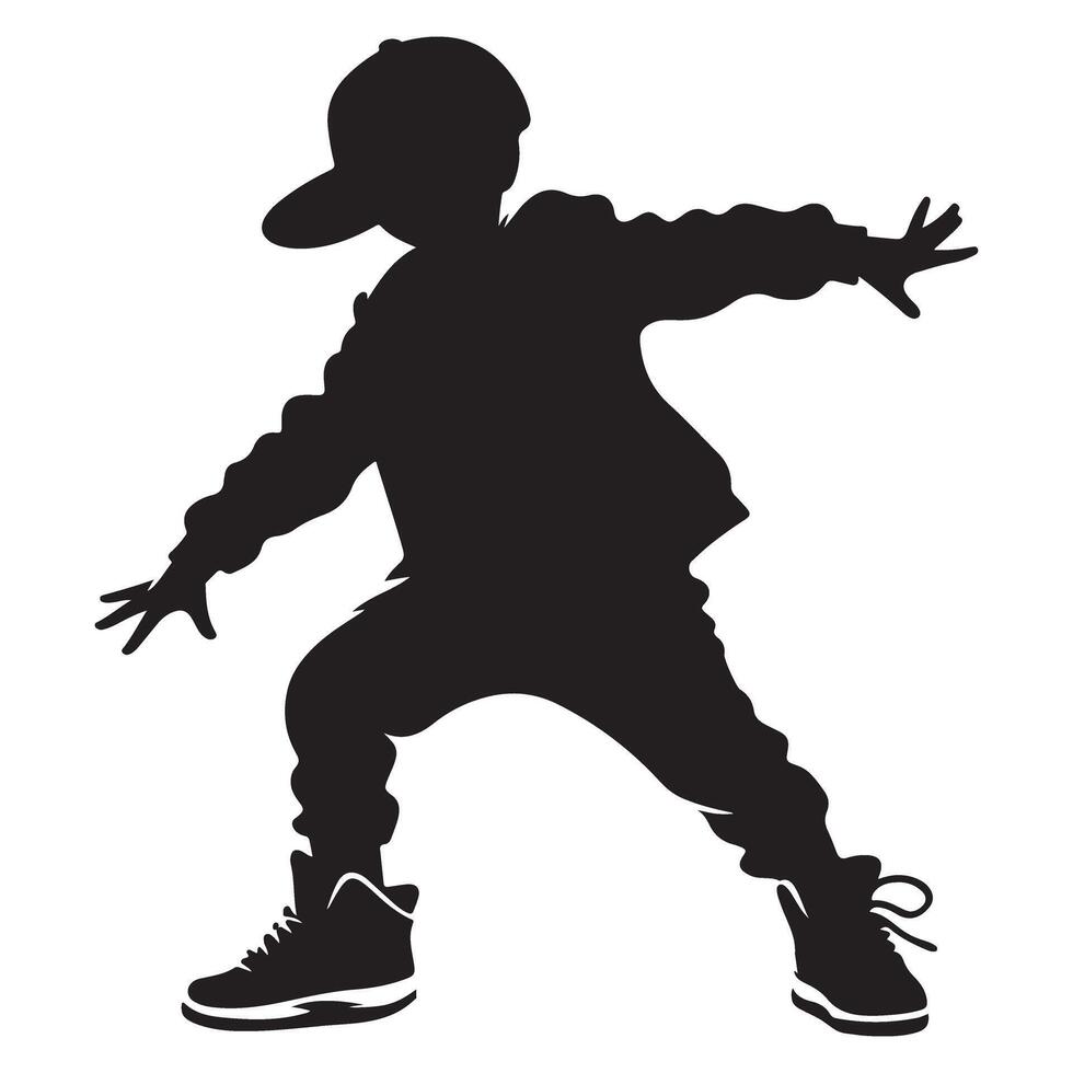 Cool Breakdancer Silhouette Art Hip Hop Dance Style vector