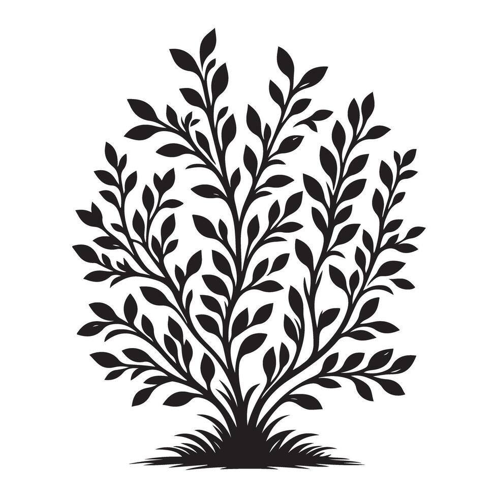 Silhouette Illustration of Small Leafy Bush Design vector