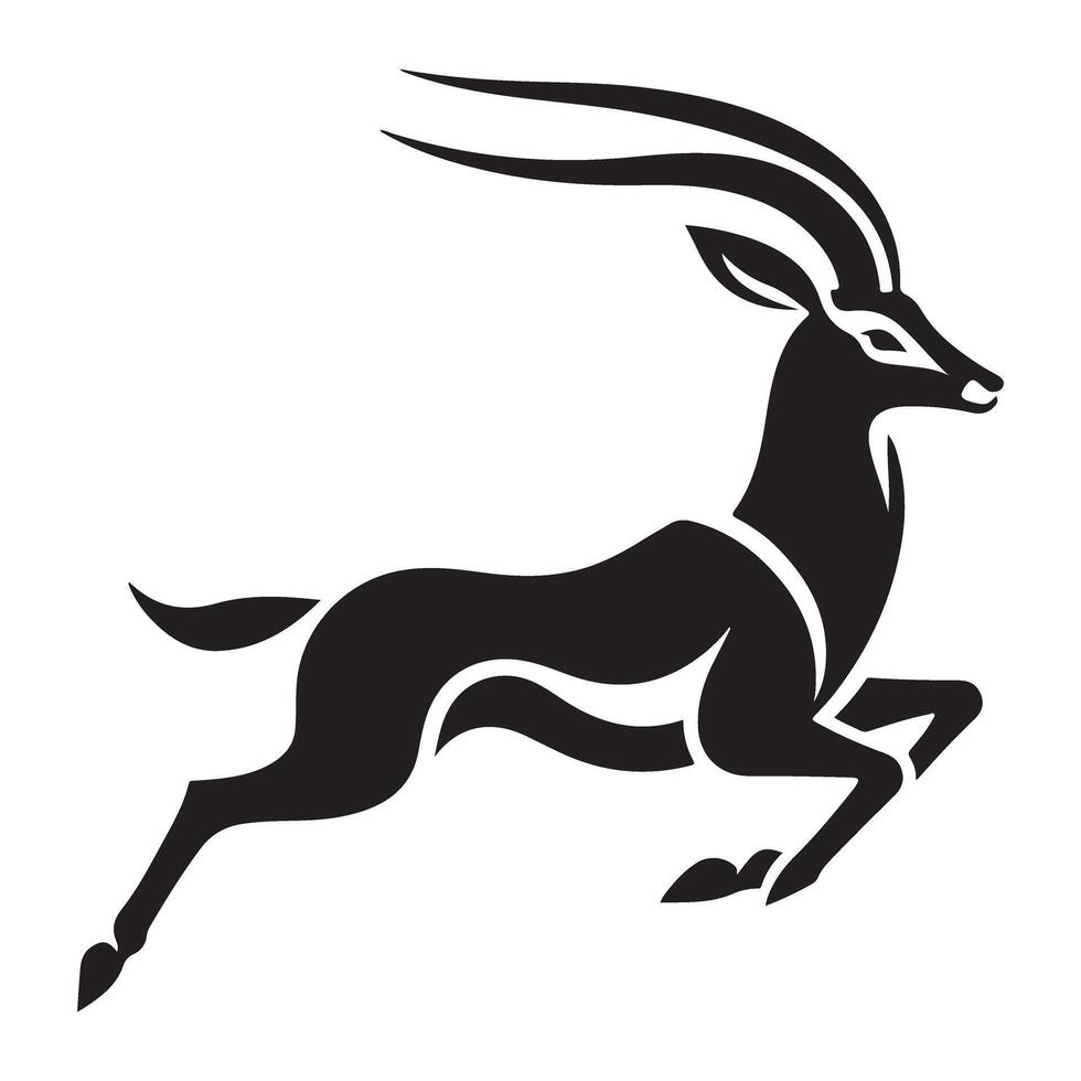 Dynamic Silhouette of Leaping Antelope Graphic Design Element vector