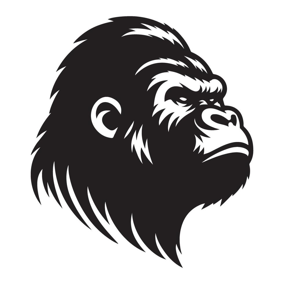 Powerful gorilla head illustration serious face animal mascot design vector