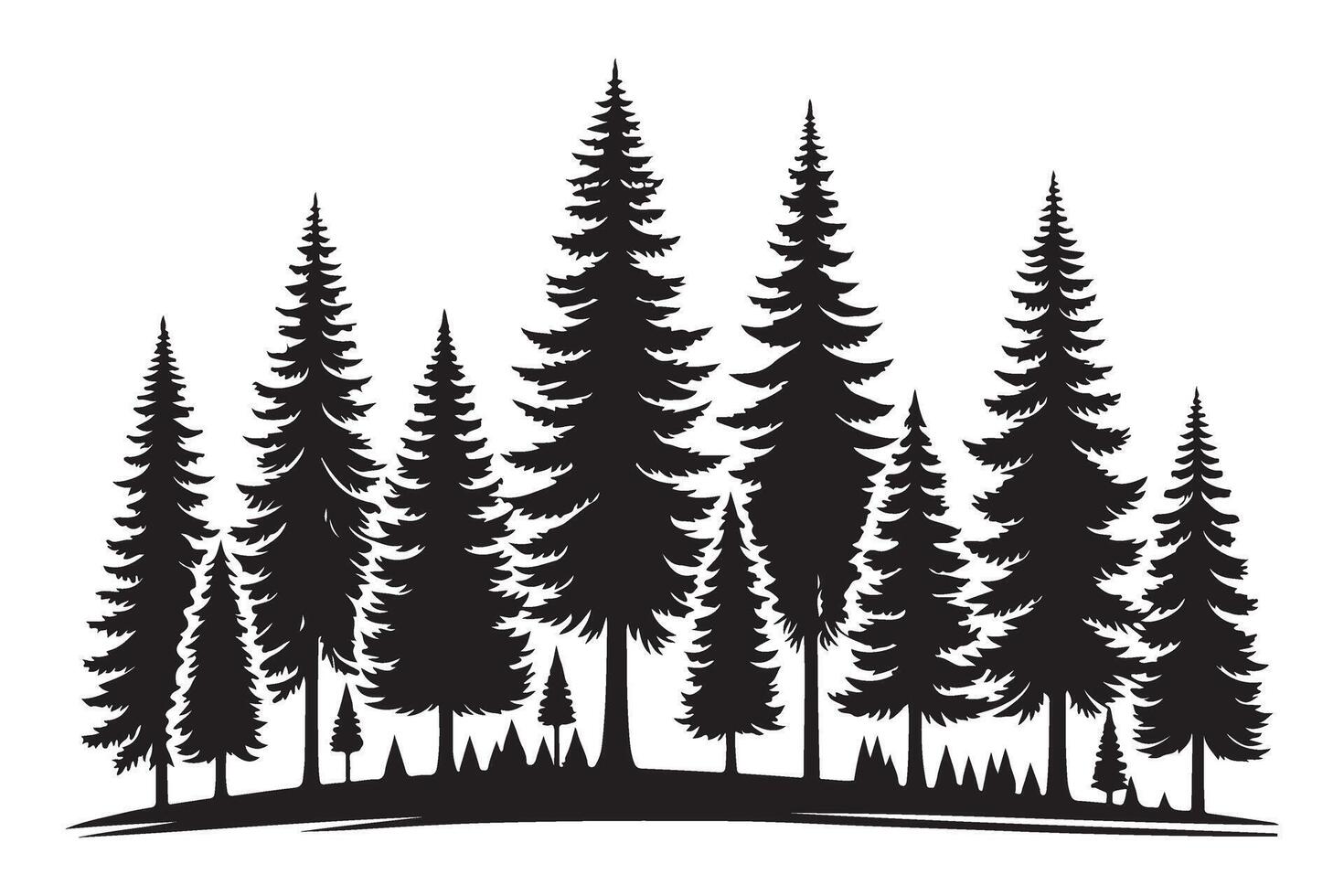 Majestic Pine Forest Silhouette Graphic for Nature Enthusiasts vector