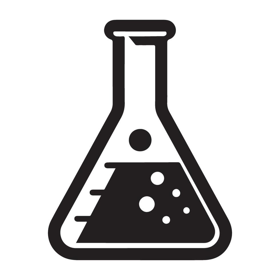 Science Erlenmeyer Flask Filled with Liquid Chemical Solution vector
