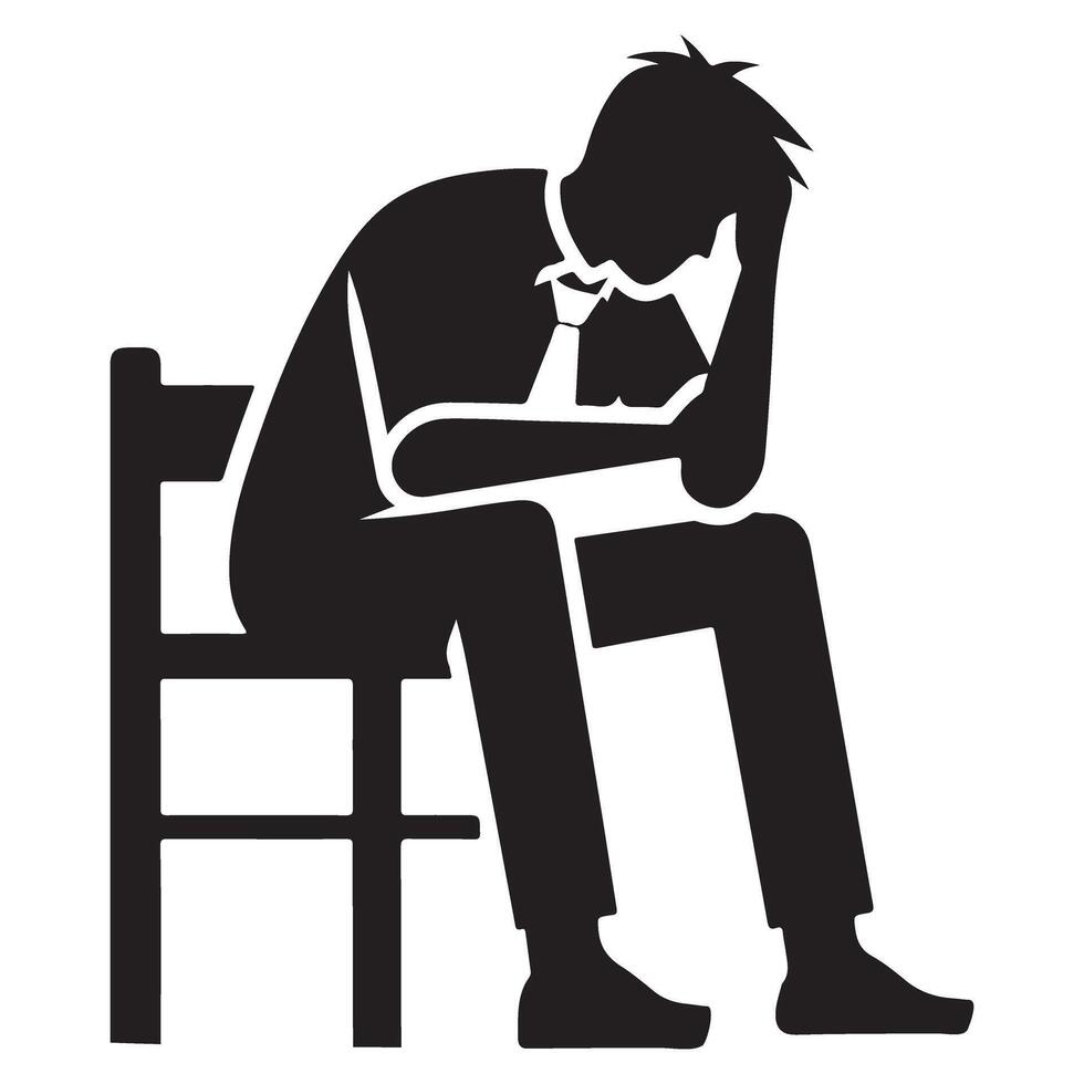Silhouette Illustration Depicting Stress and Sadness in Business Professional vector