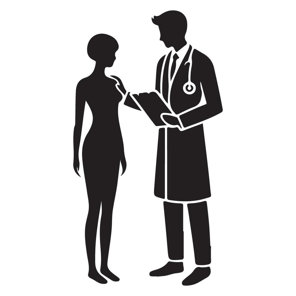 Medical Consultation Silhouette Doctor Discussing with Female Patient vector