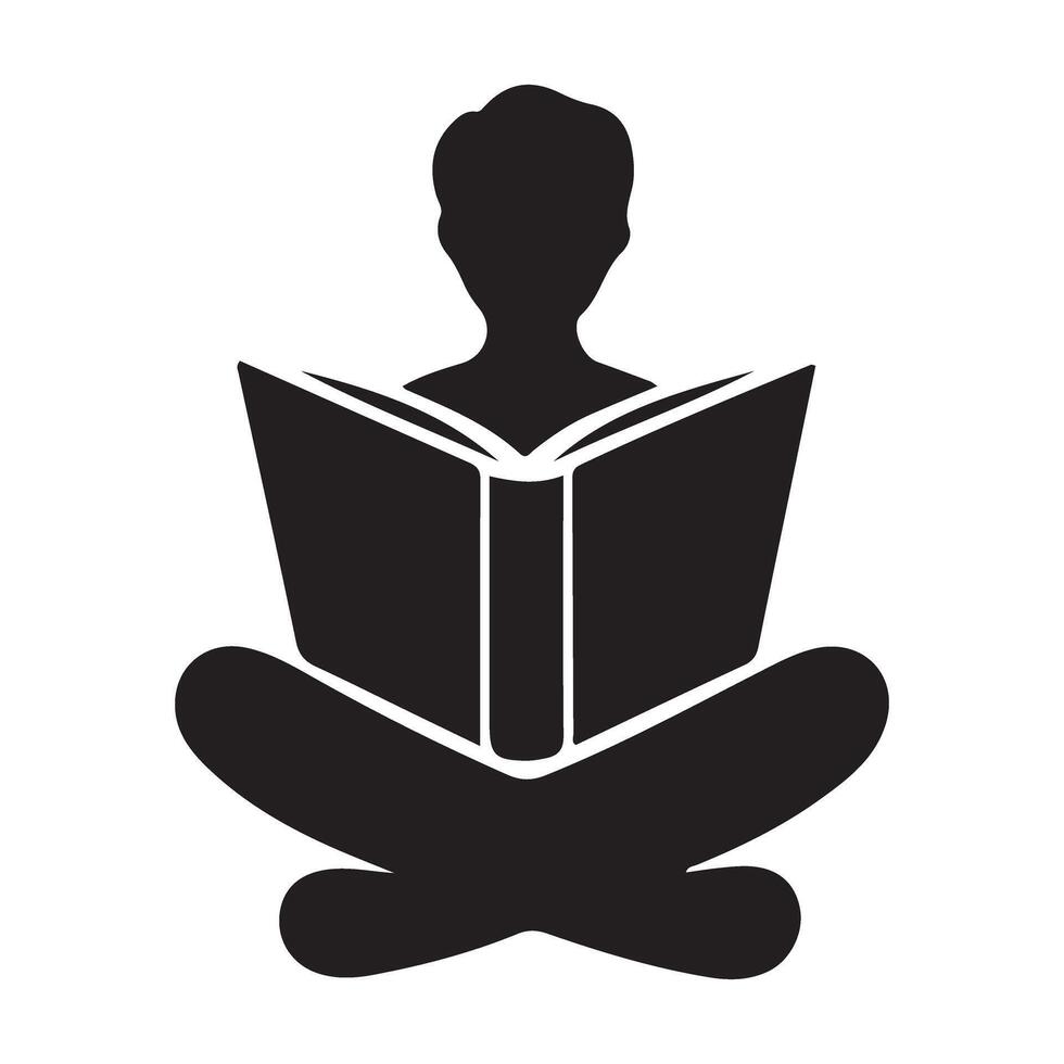 Reading Silhouette Graphic of Person Enjoying a Book vector
