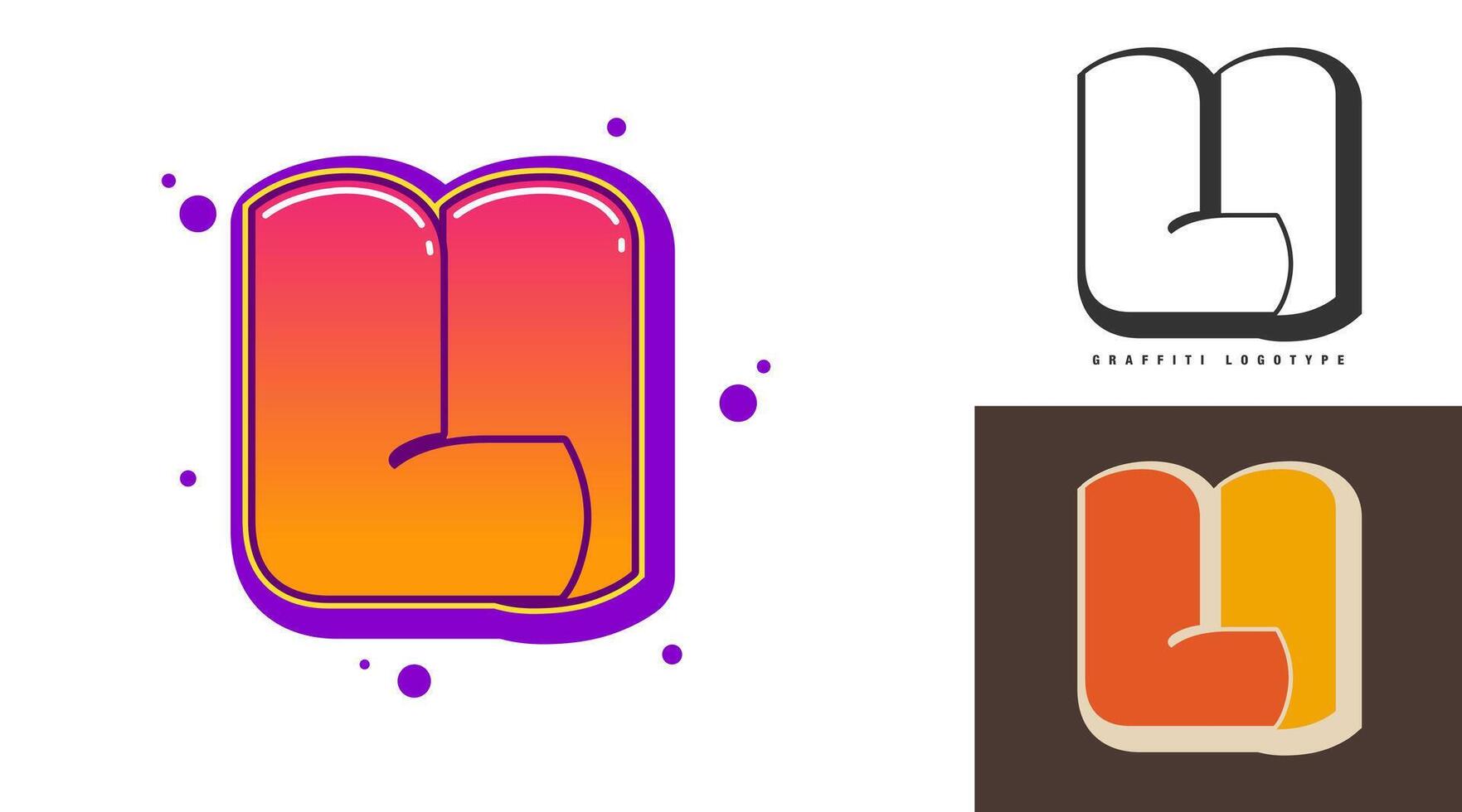 LI logo design for festival or party. Initial letter l and i in graffiti style. Creative modern lettering company name of font typography. Kids trendy logotype or identity. vector