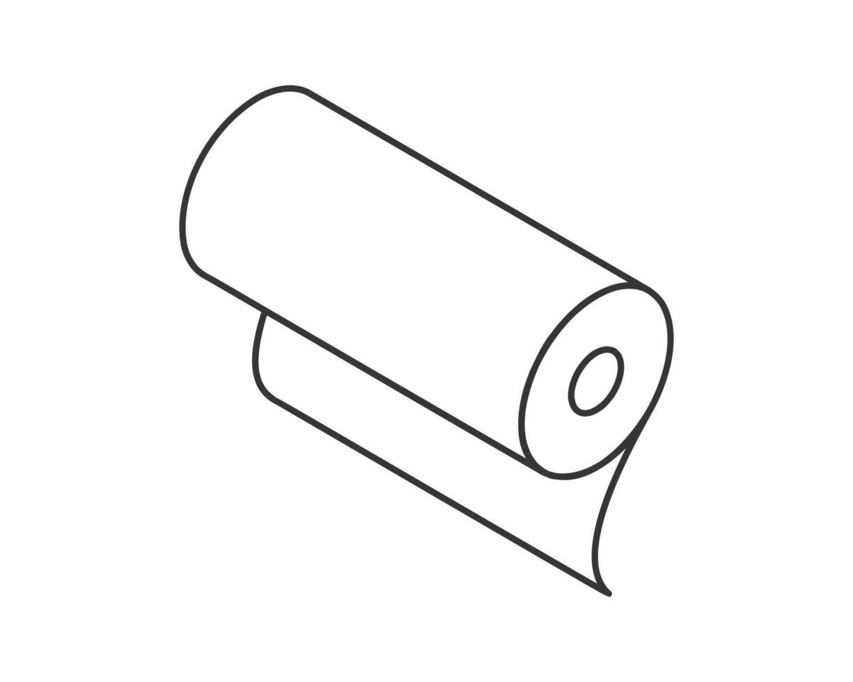 Clean isometric line art illustration of a roll of paper or film. Perfect for concepts of production, supply, packaging, or new beginnings. vector