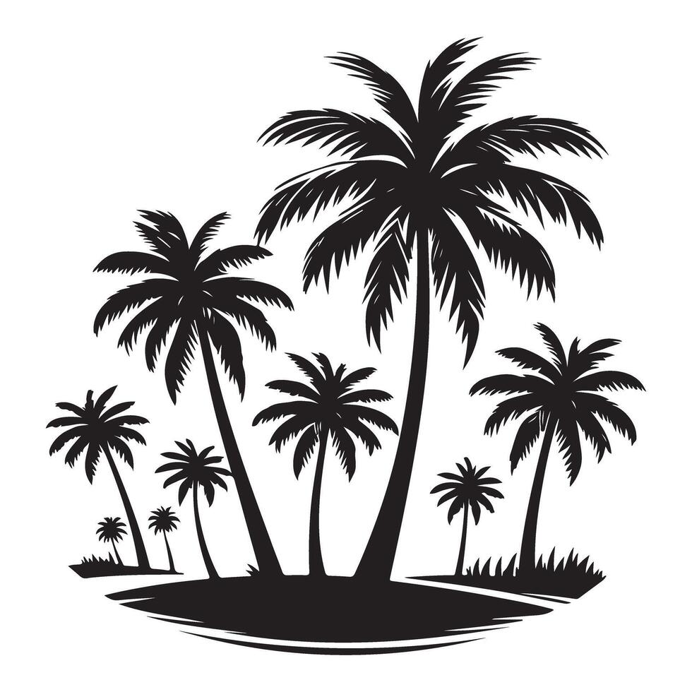 Tropical Palm Tree Silhouette Illustration for Beach Vacation Vibes vector
