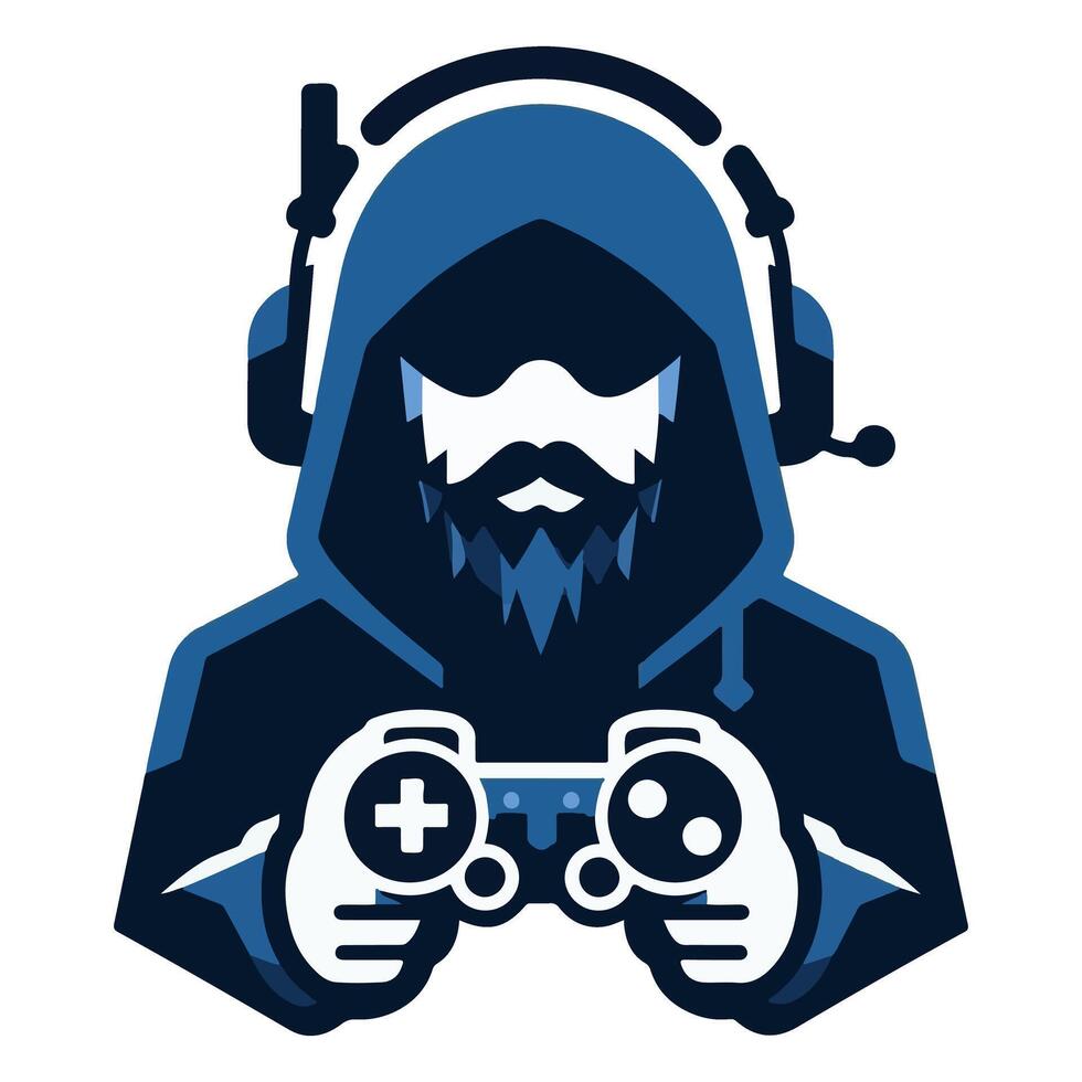 Gamer Silhouette Logo Design Holding Game Controller vector