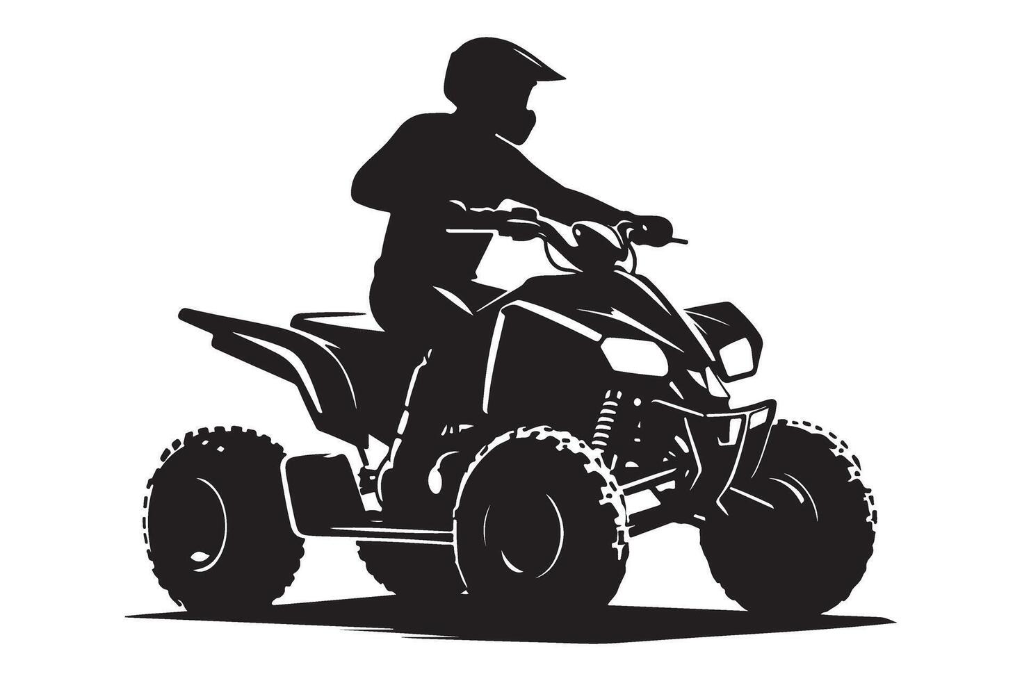 Silhouette of ATV rider on a quad bike driving through terrain vector