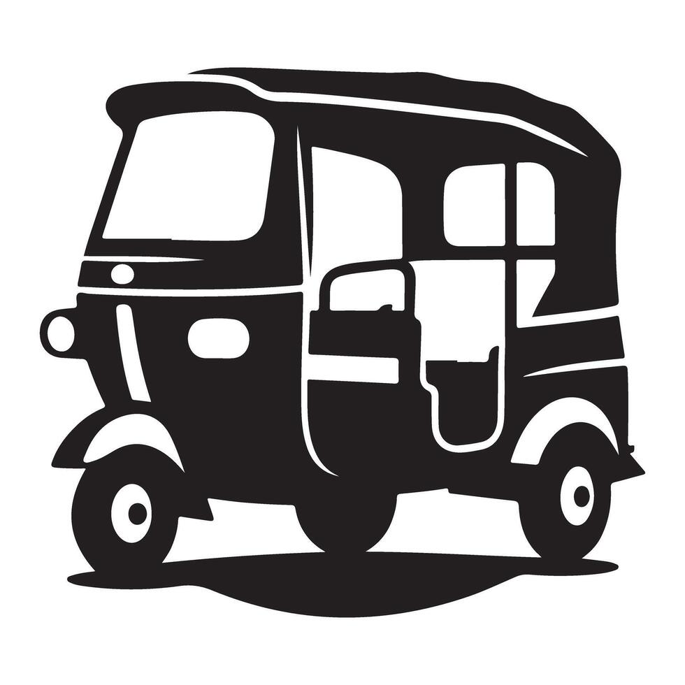 Auto rickshaw urban transportation vehicle illustration silhouette vector